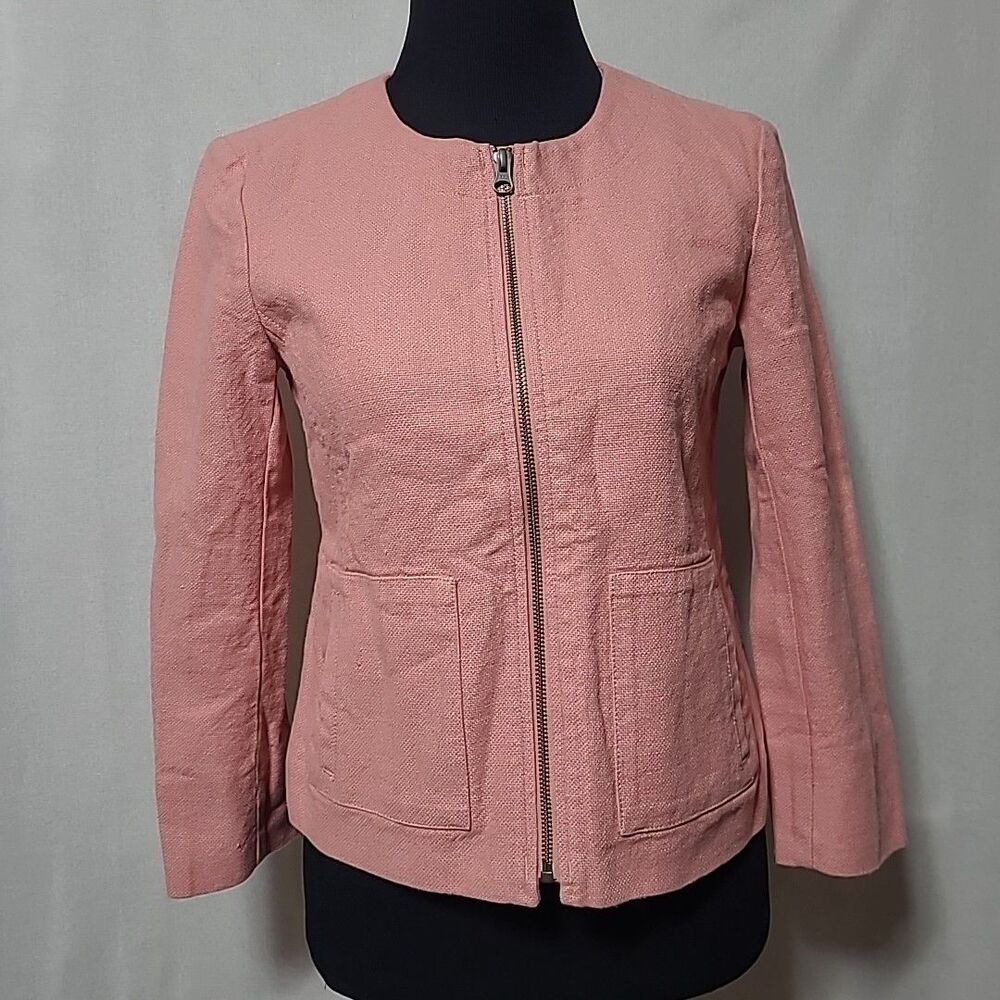 Ann Taylor Loft Size 2 Jackets & Coats Zip Up Long Sleeve Coral Pink Fully Lined
